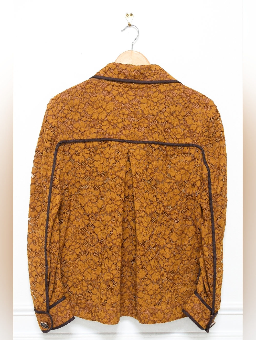 Veronica Beard Coppola Floral Lace Jacket Blazer Mustard Pockets Size 8 - Picture 8 of 13